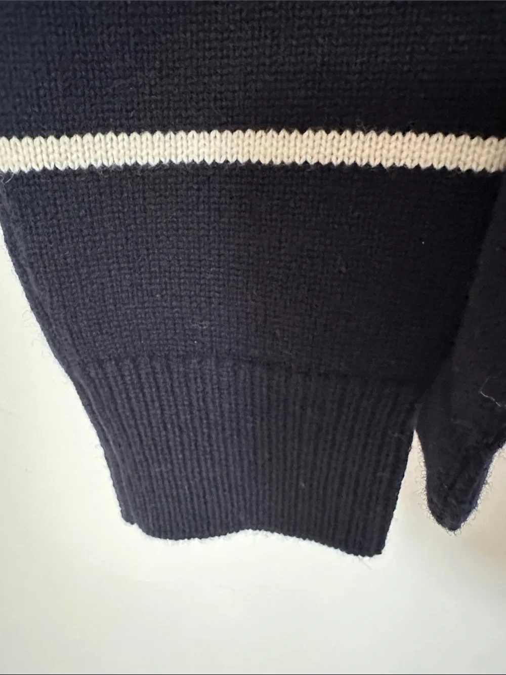 JCREW MENS Navy and White Striped Rugby Sweater size medium NWOT
